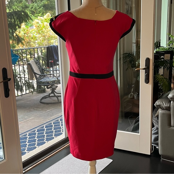 Joseph Ribkoff Red Cap Sleeve Dress Sz 6 - Picture 2 of 9